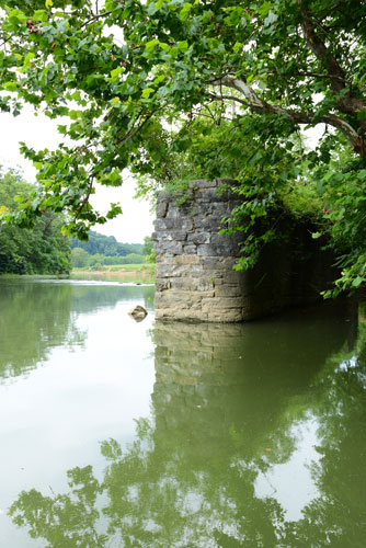 Stone work that remains from original lock.