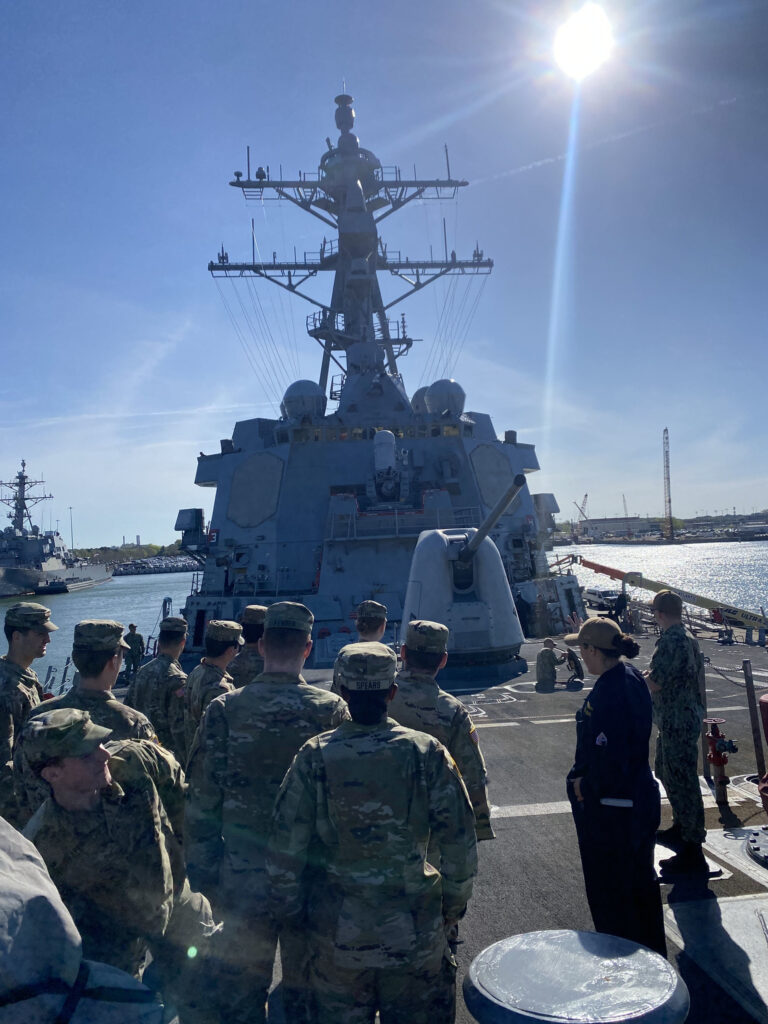 VMI's NROTC cadets visit a working Naval vessel during FTX.