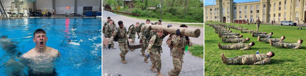 Virginia Military Institute hosted an Air Force Special Warfare FTX from April 19 to 20, with cadets training in the pool and around post.