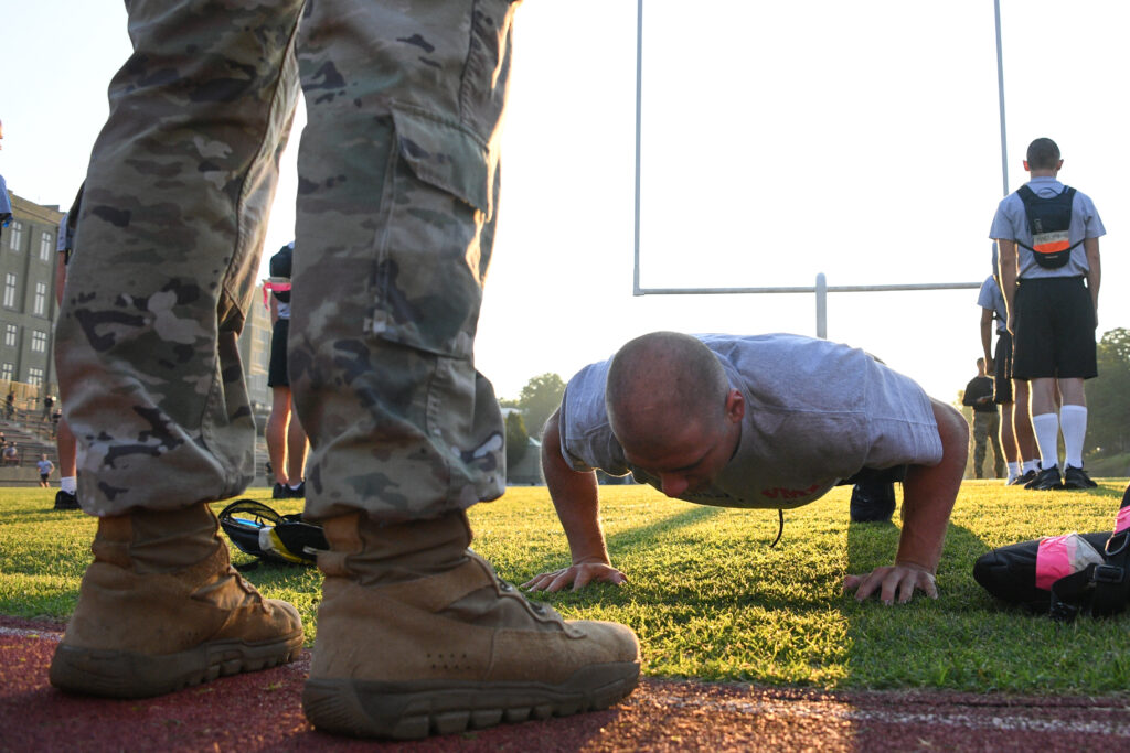 Cadets undergoing fitness testing in 2024.